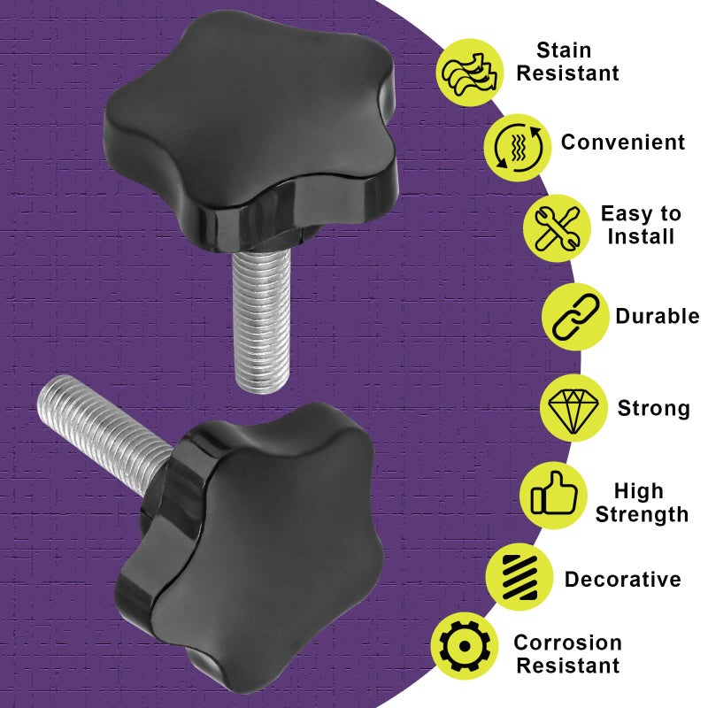 LifCratms M8 x 30mm Thread Star Knob 2Pcs, Plastic Star Shaped Clamping Knob Handle Hand Tightening Screw for Umbrella Base Replacement - Image 4